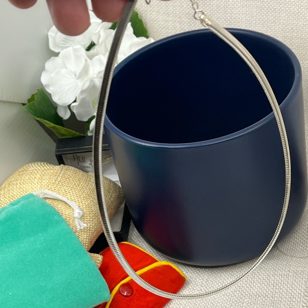 Vintage Milor Italy 925 Sterling Silver Omega Choker Necklace 16-18” Adjustable - Picture 15 of 17